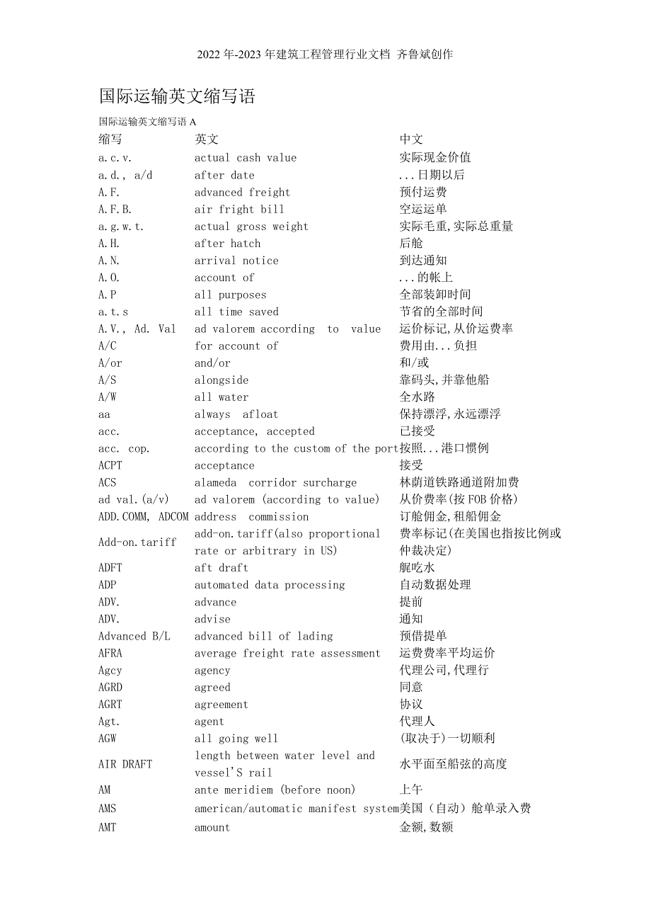 国际运输英文缩写语_第1页