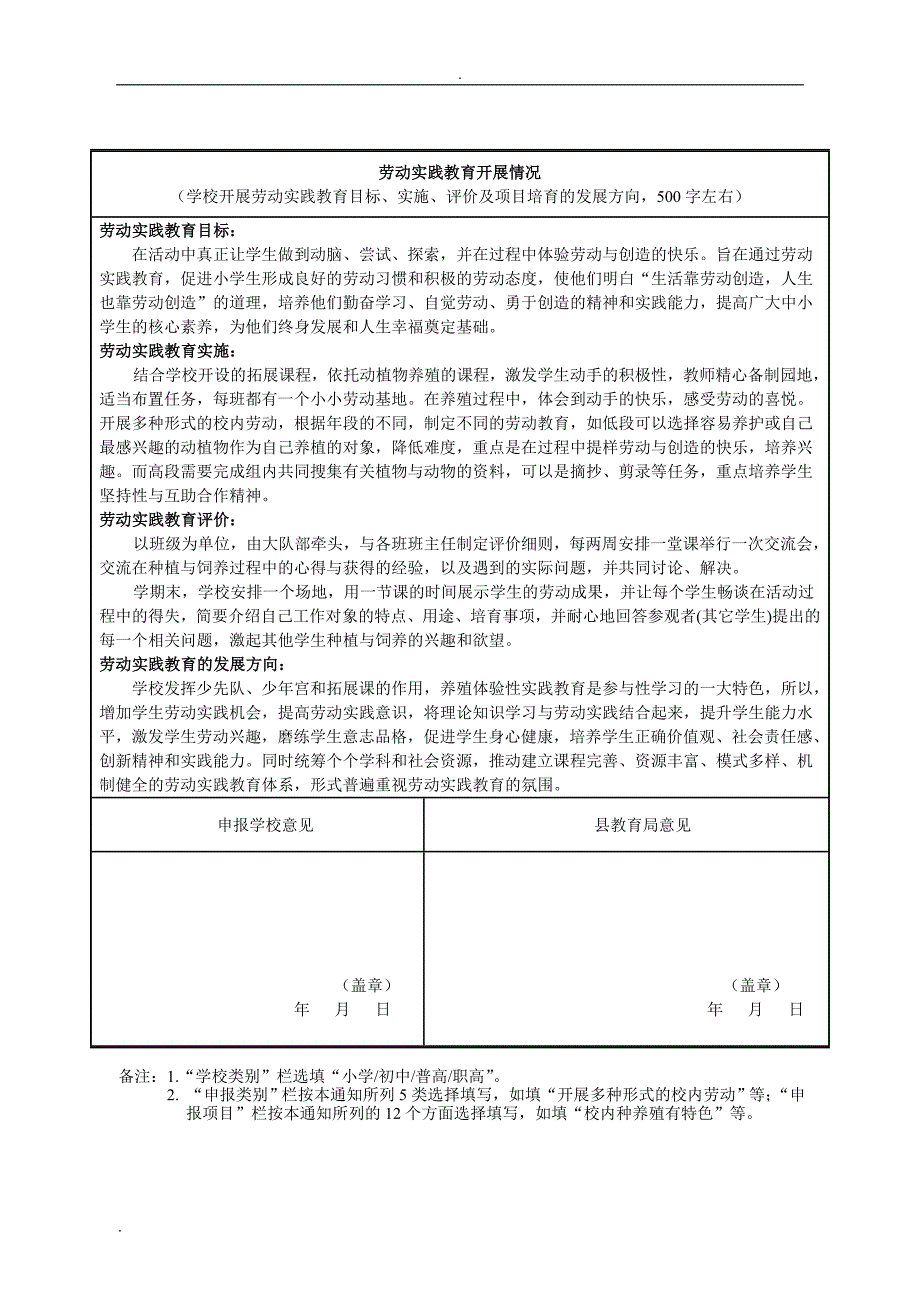 中小学劳动实践教育项目申报表_第2页