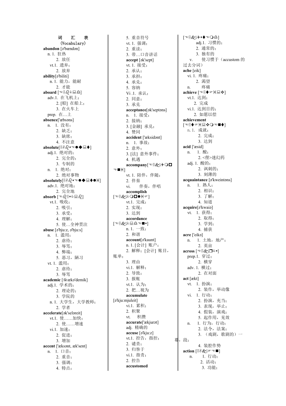 浙江省大学英语三级考试词汇表优质资料_第2页