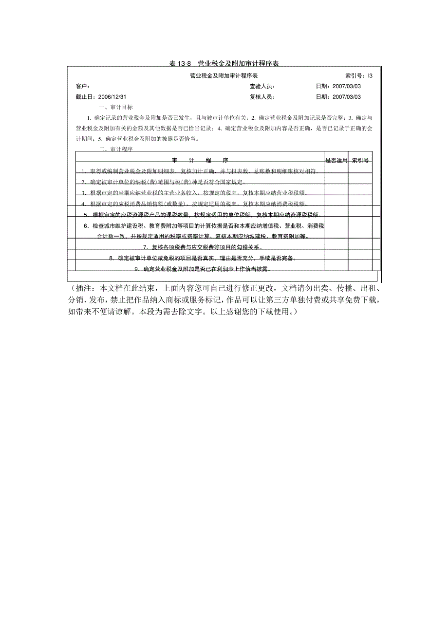 营业税金及附加审计程序表_第1页