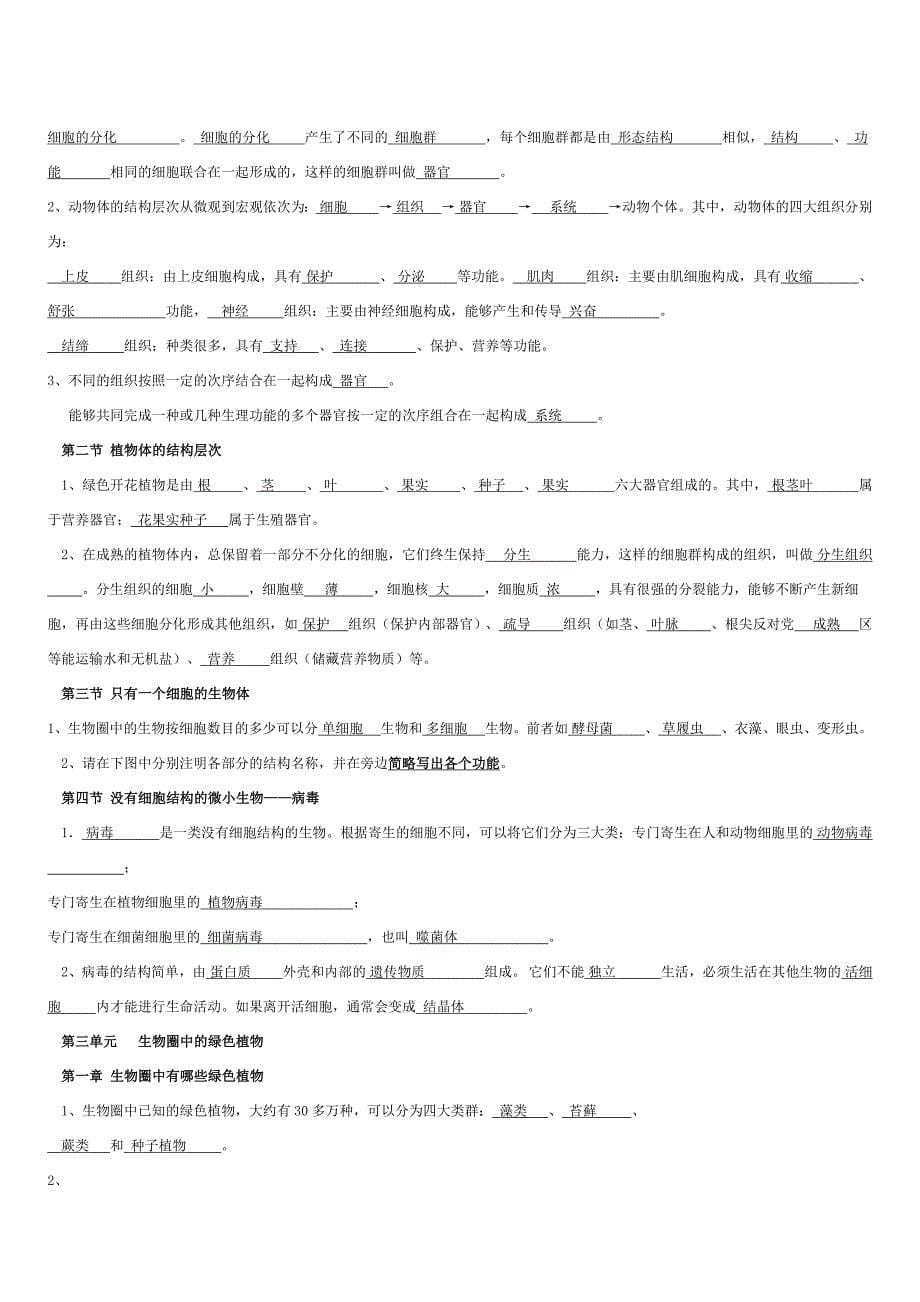 七年级上册生物复习填空题.docx_第5页