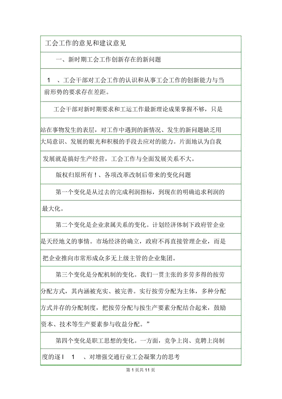 工会工作的意见和建议意见.doc_第1页