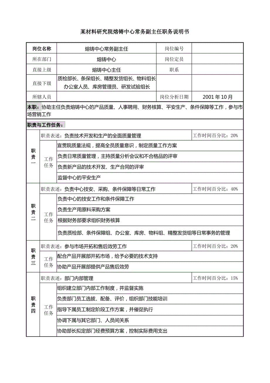 材料研究院熔铸中心常务副主任职务说明书_第1页