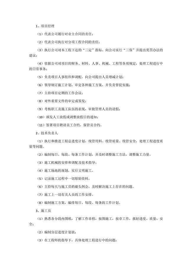 绿化工程项目管理机构岗位职责.docx