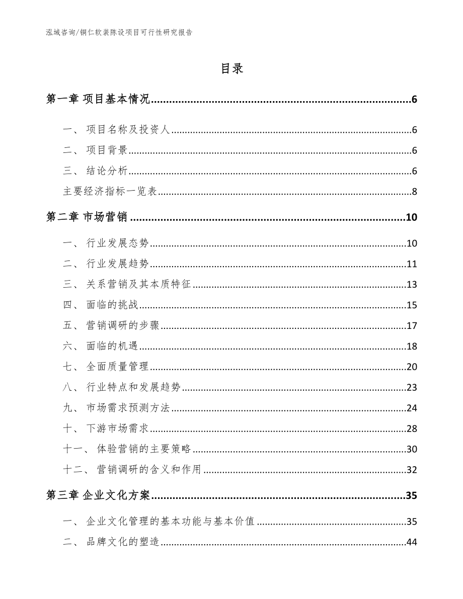 铜仁软装陈设项目可行性研究报告（参考范文）_第1页