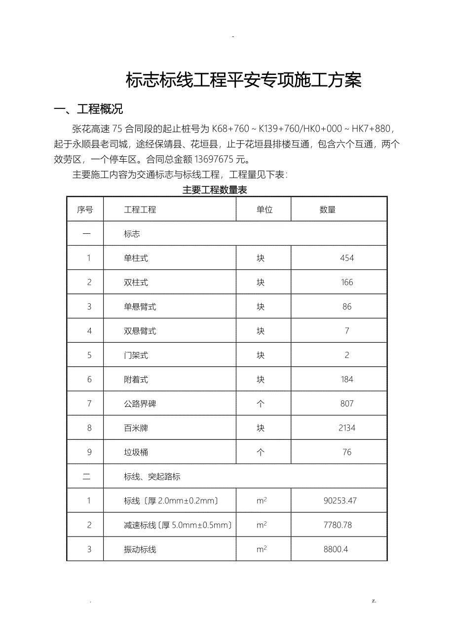 标志标线安全专项施工方案_第1页