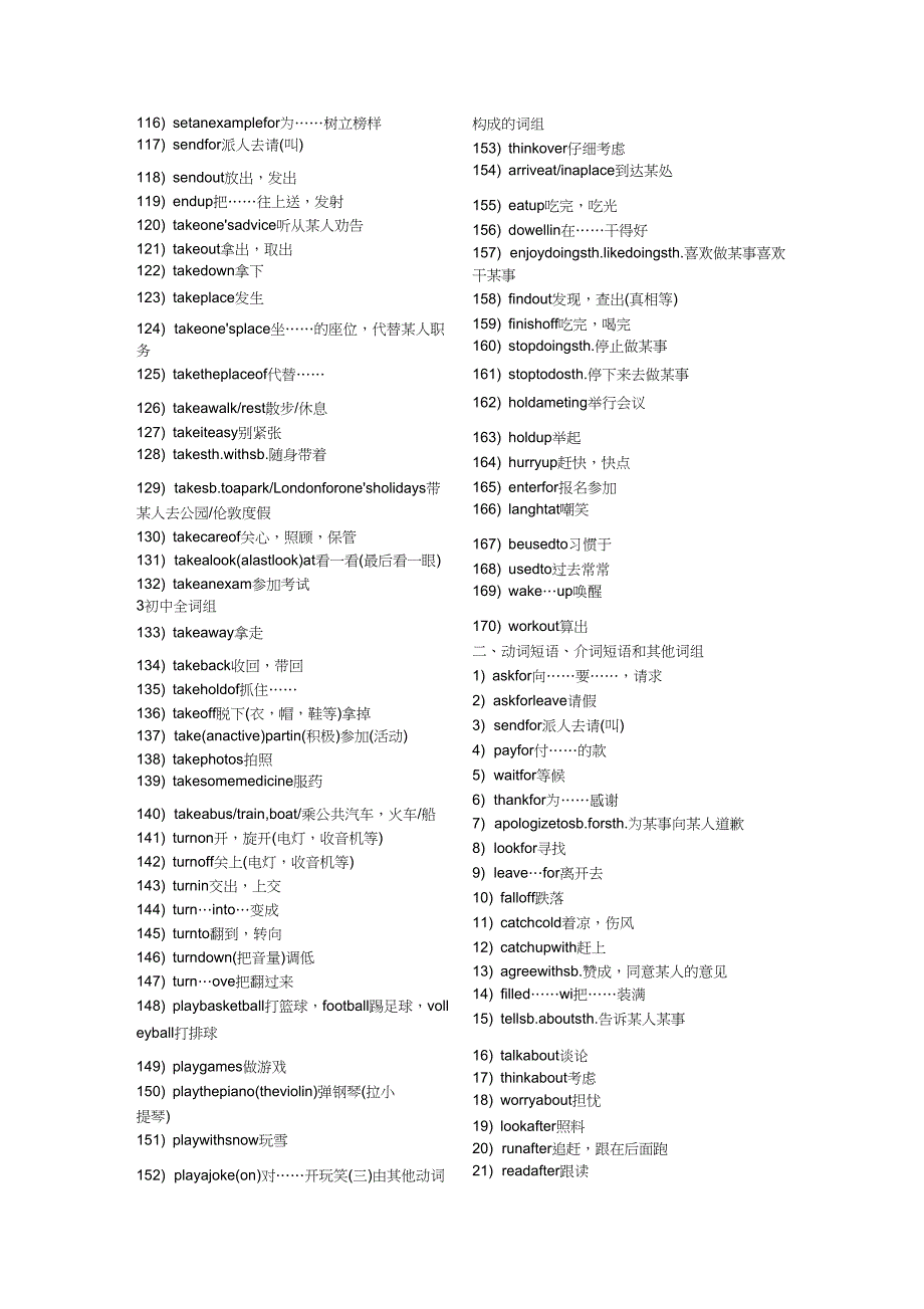 (完整word版)人教版初中英语短语大全(最全)_第3页