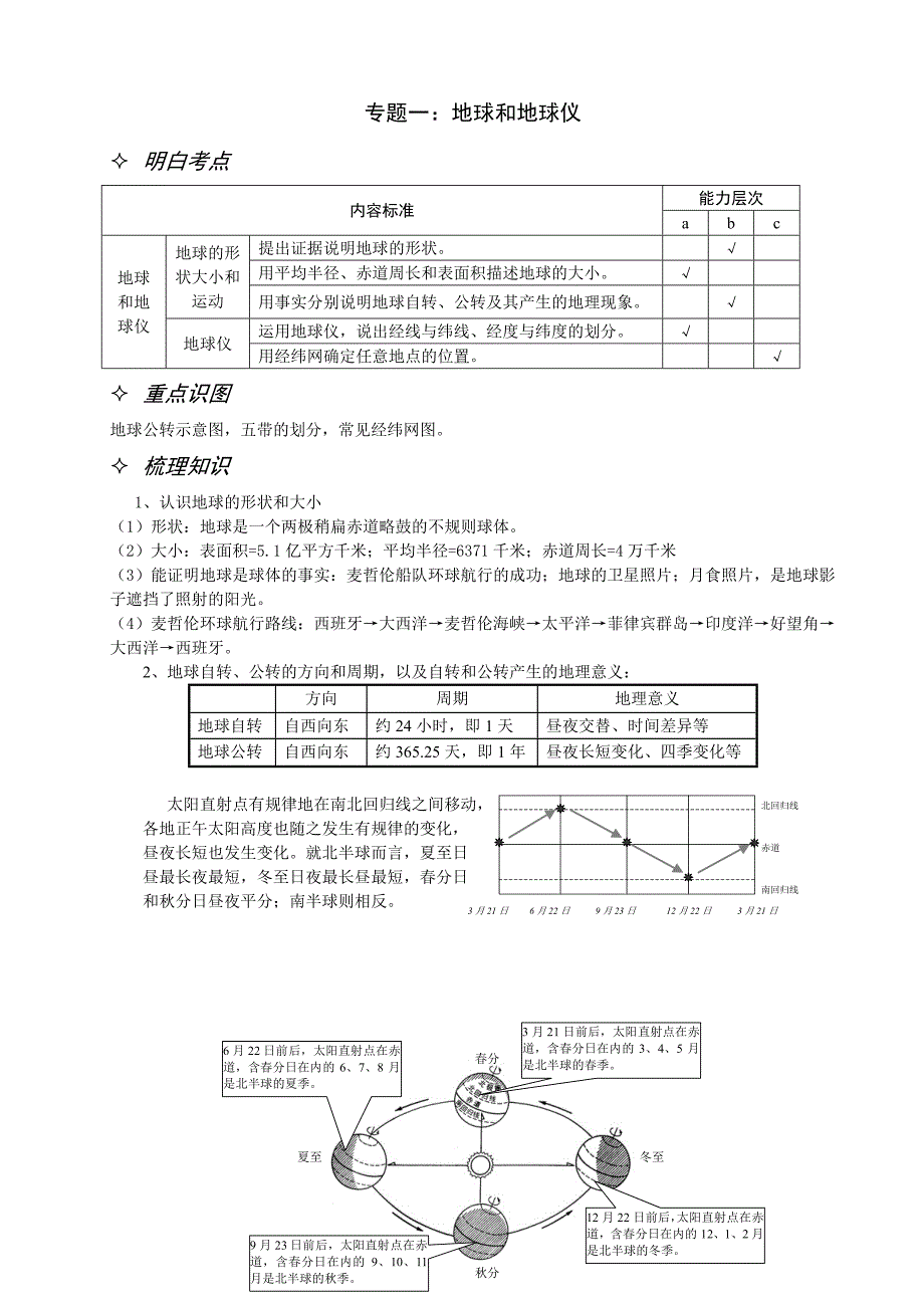 专题复习一：地球和地球仪.doc_第1页