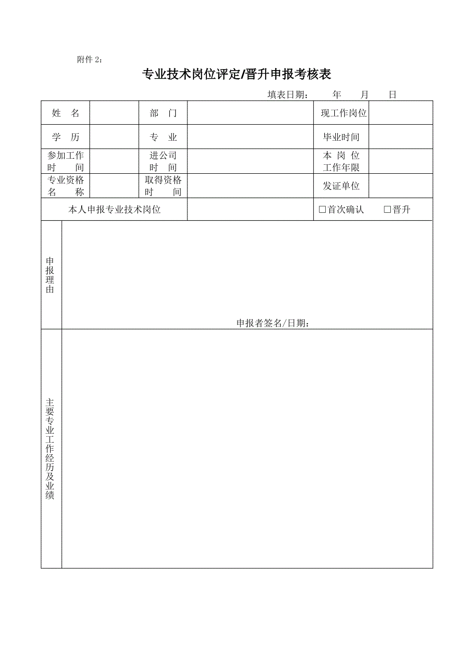 专业技术岗位评定晋升申报考核表_doc_第1页