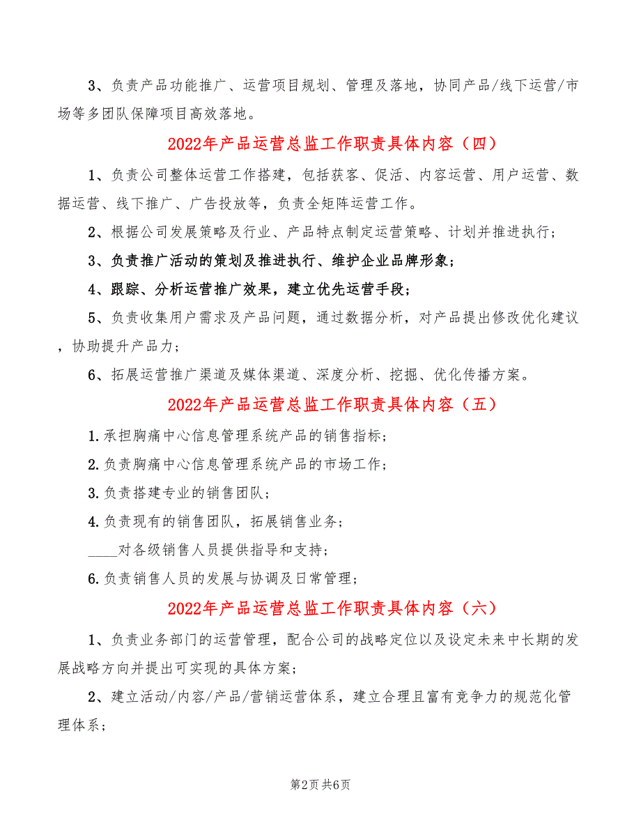 2022年产品运营总监工作职责具体内容_第2页