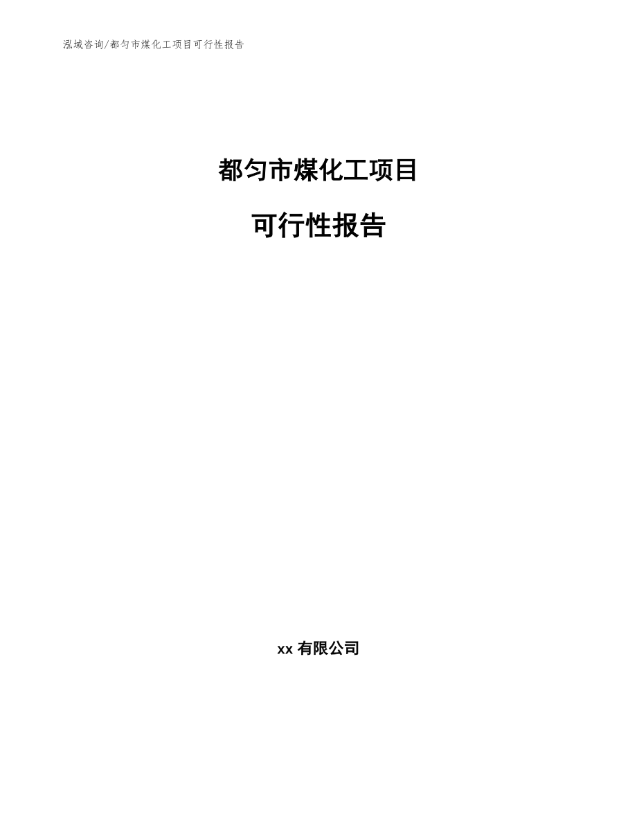 都匀市煤化工项目可行性报告（范文参考）_第1页