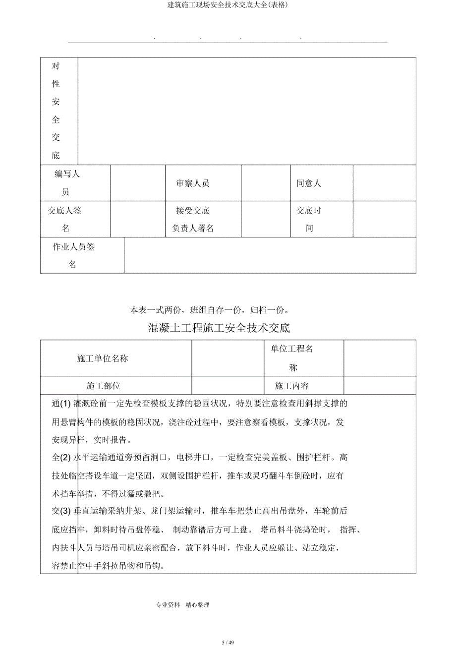 建筑施工现场安全技术交底大全(表格).docx_第5页