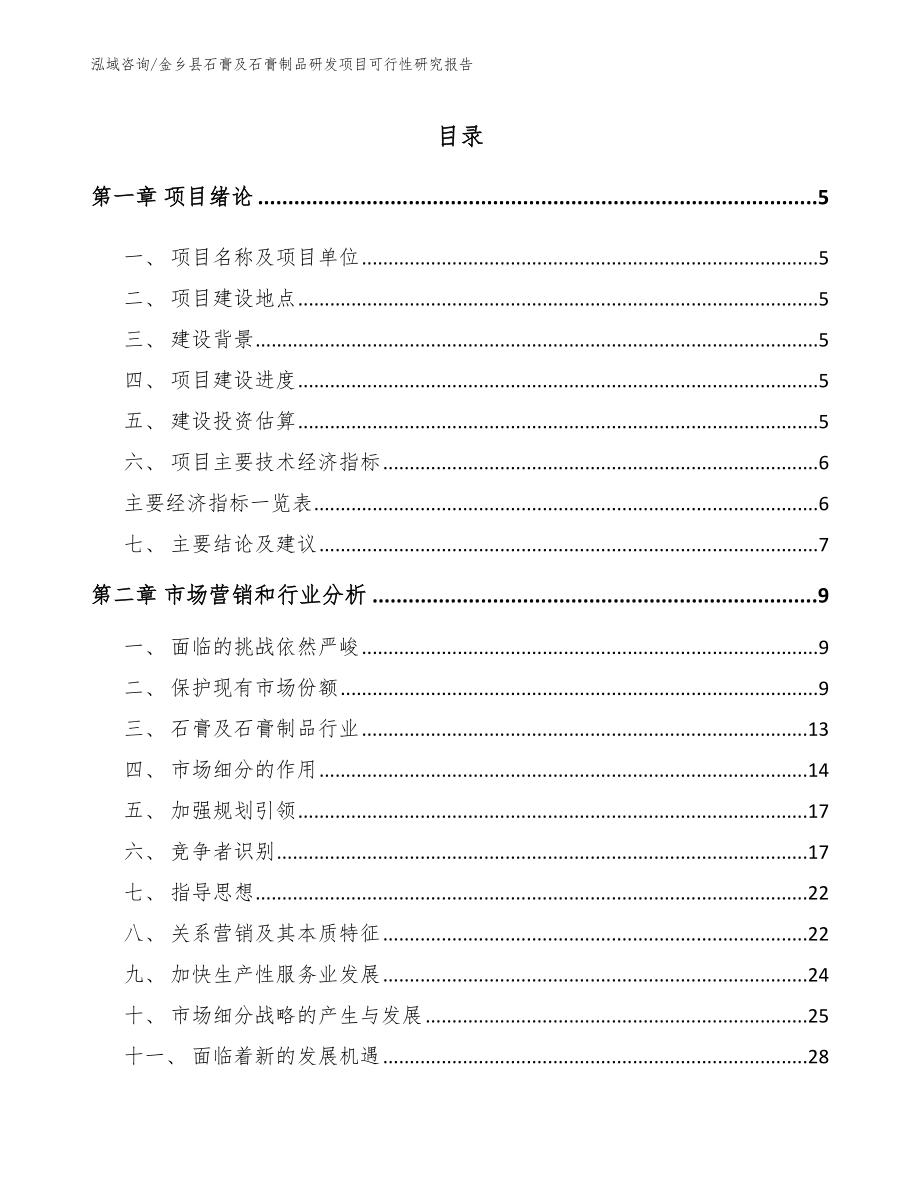 金乡县石膏及石膏制品研发项目可行性研究报告_范文_第1页