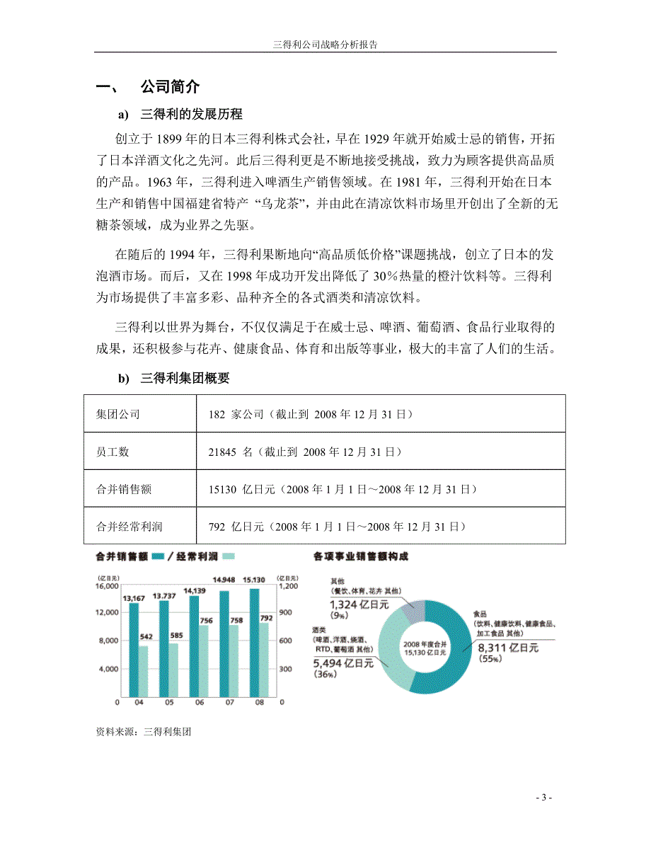 企业战略管理课程论文 三得利公司战略分析报告_第3页