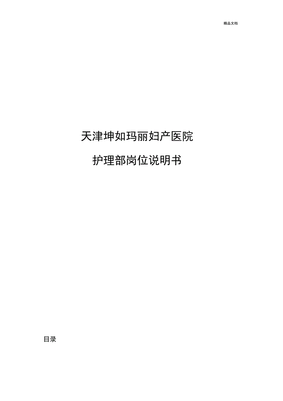 护理岗位说明书模板_第1页