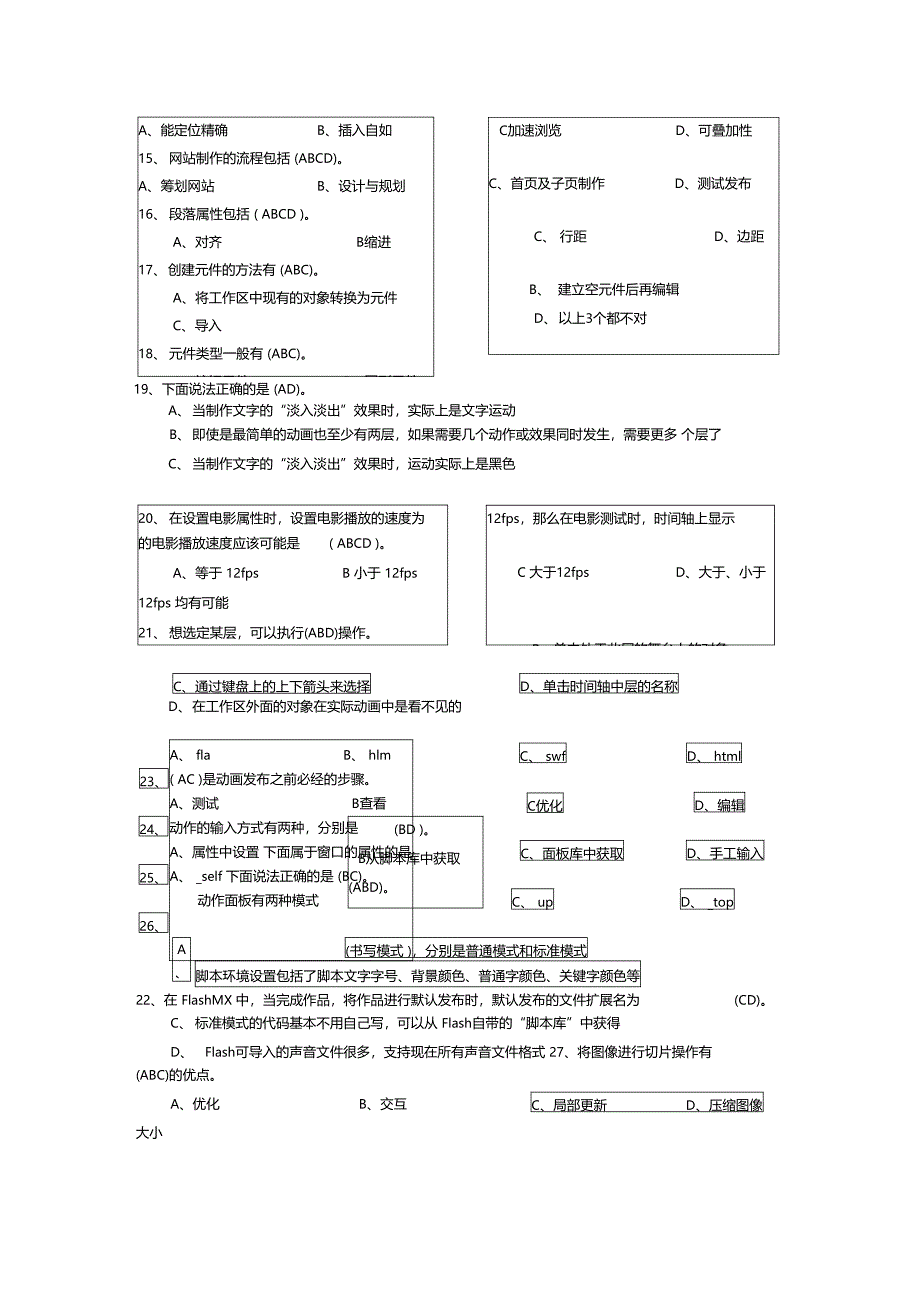 网设计与制作多选题及答案_第2页