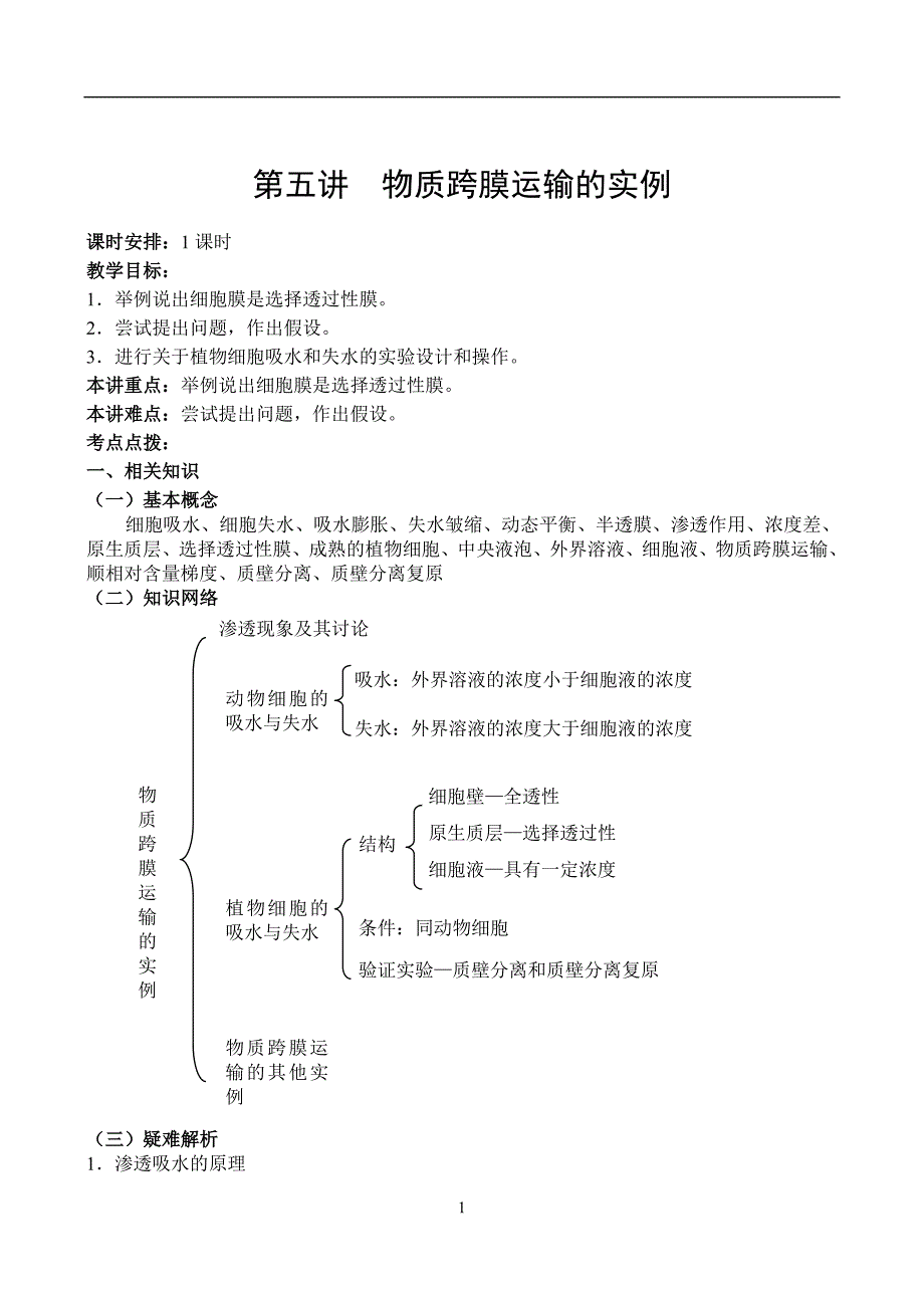 物质跨膜运输的实例教案.doc_第1页