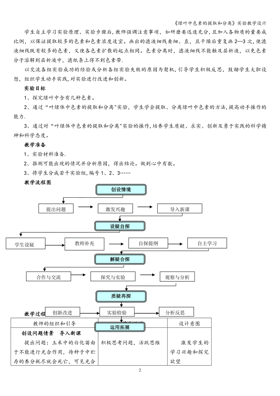 《绿叶中色素的提取和分离》实验教学设计.doc_第2页