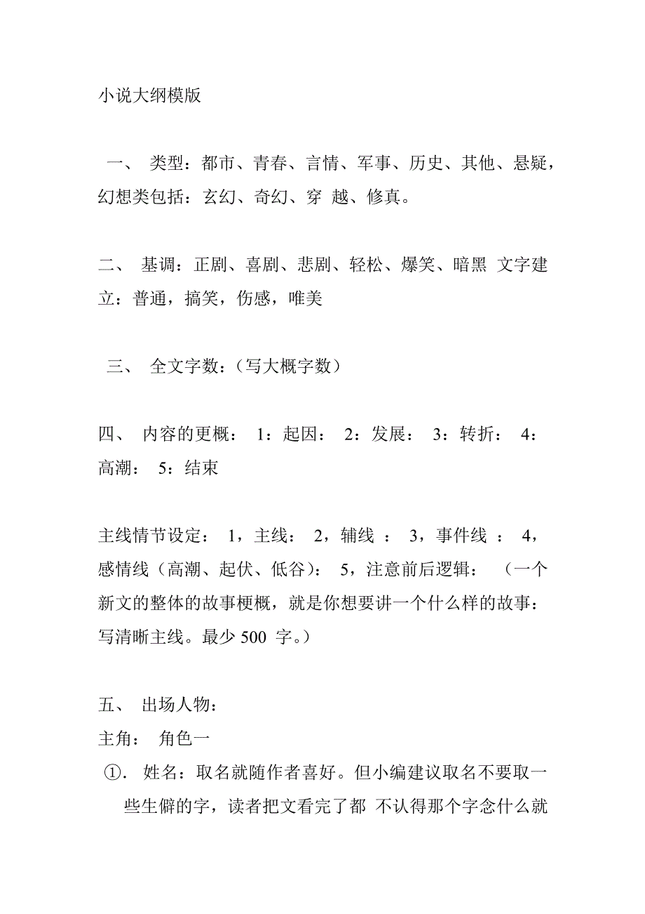 小说的大纲模板_第1页