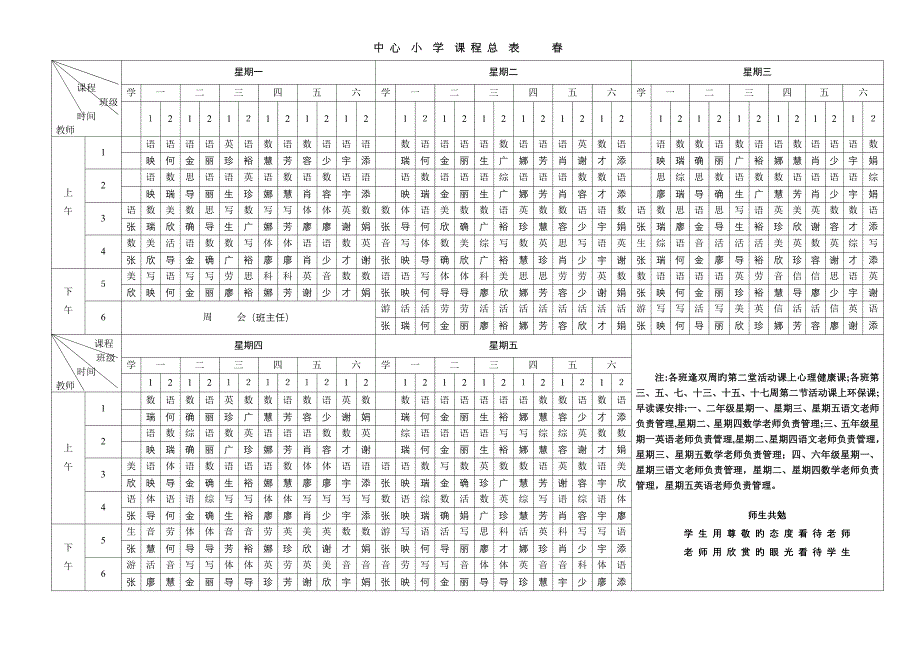 中心小学课程总表_第1页