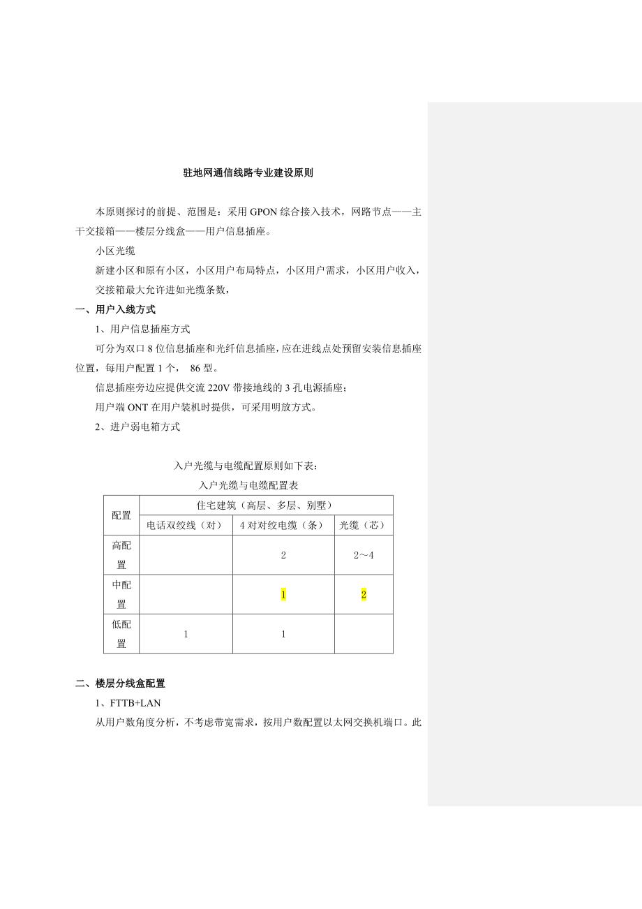 驻地网通信线路专业建设原则_第1页