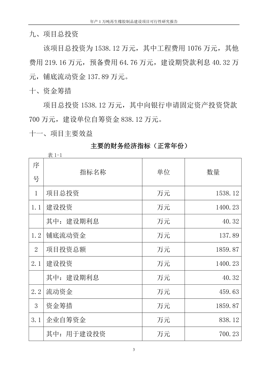 年产1万吨再生橡胶制品建设项目可行性研究报告_第3页