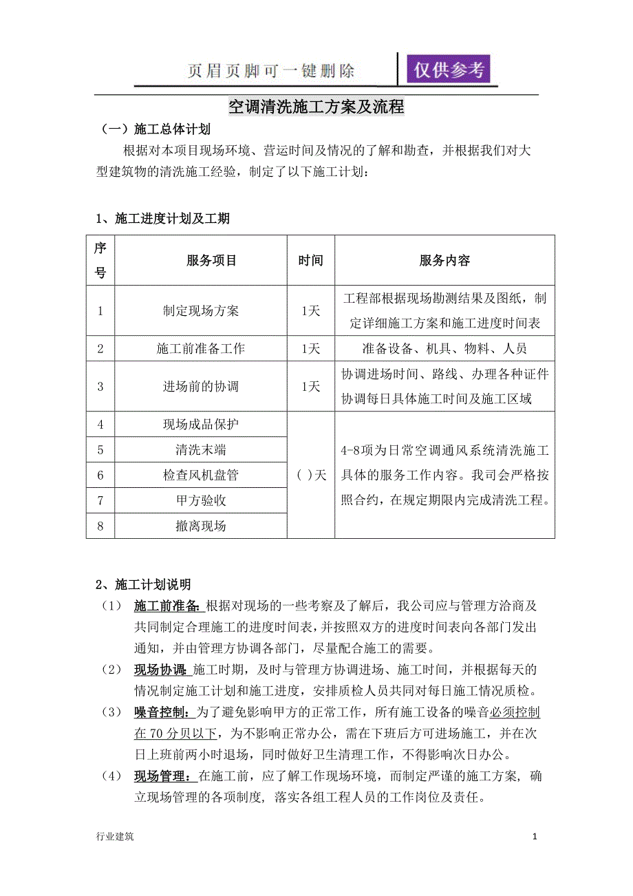 空调清洗施工方案及流程【建筑专业】_第1页