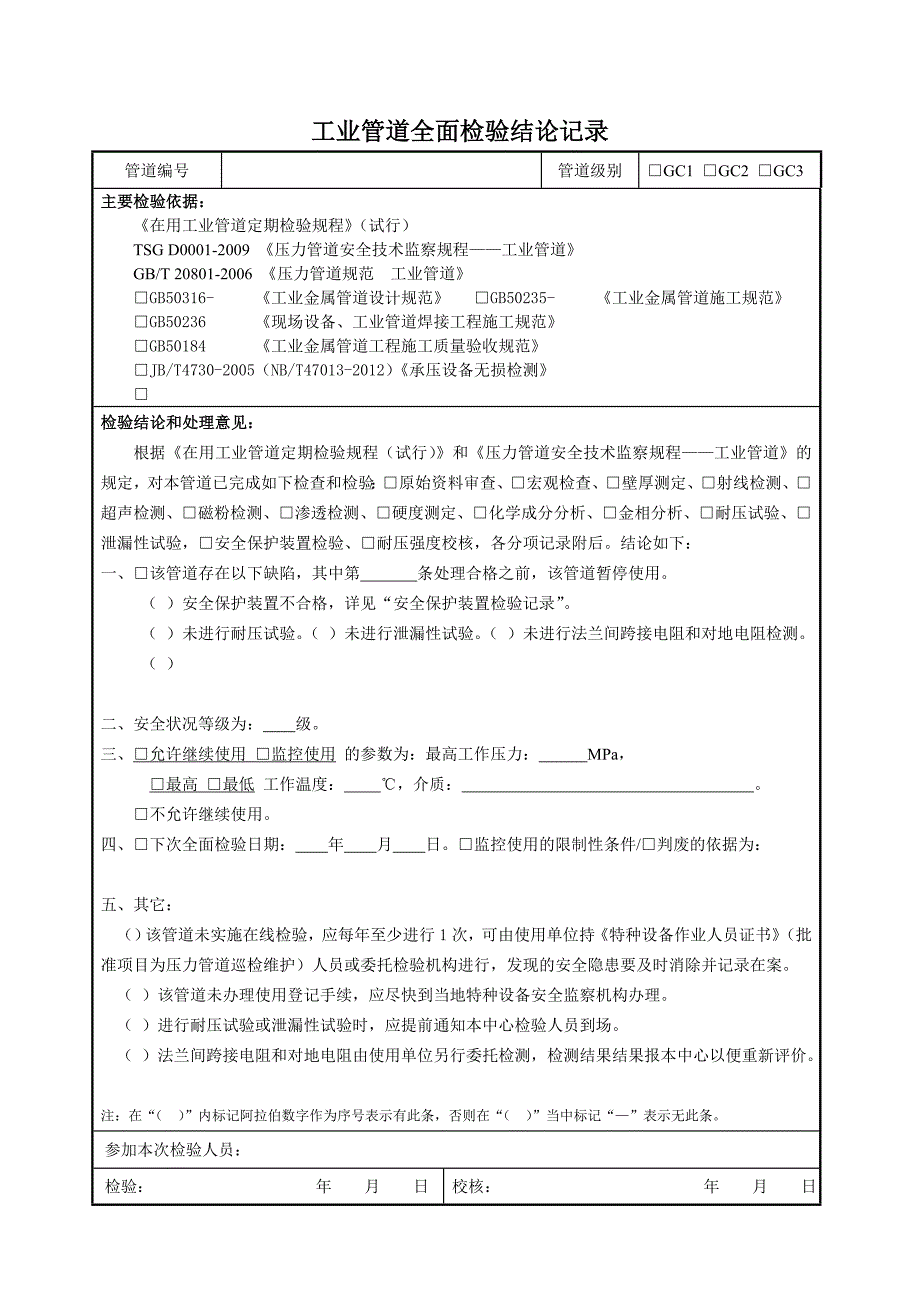 工业管道全面检验原始记录_第3页