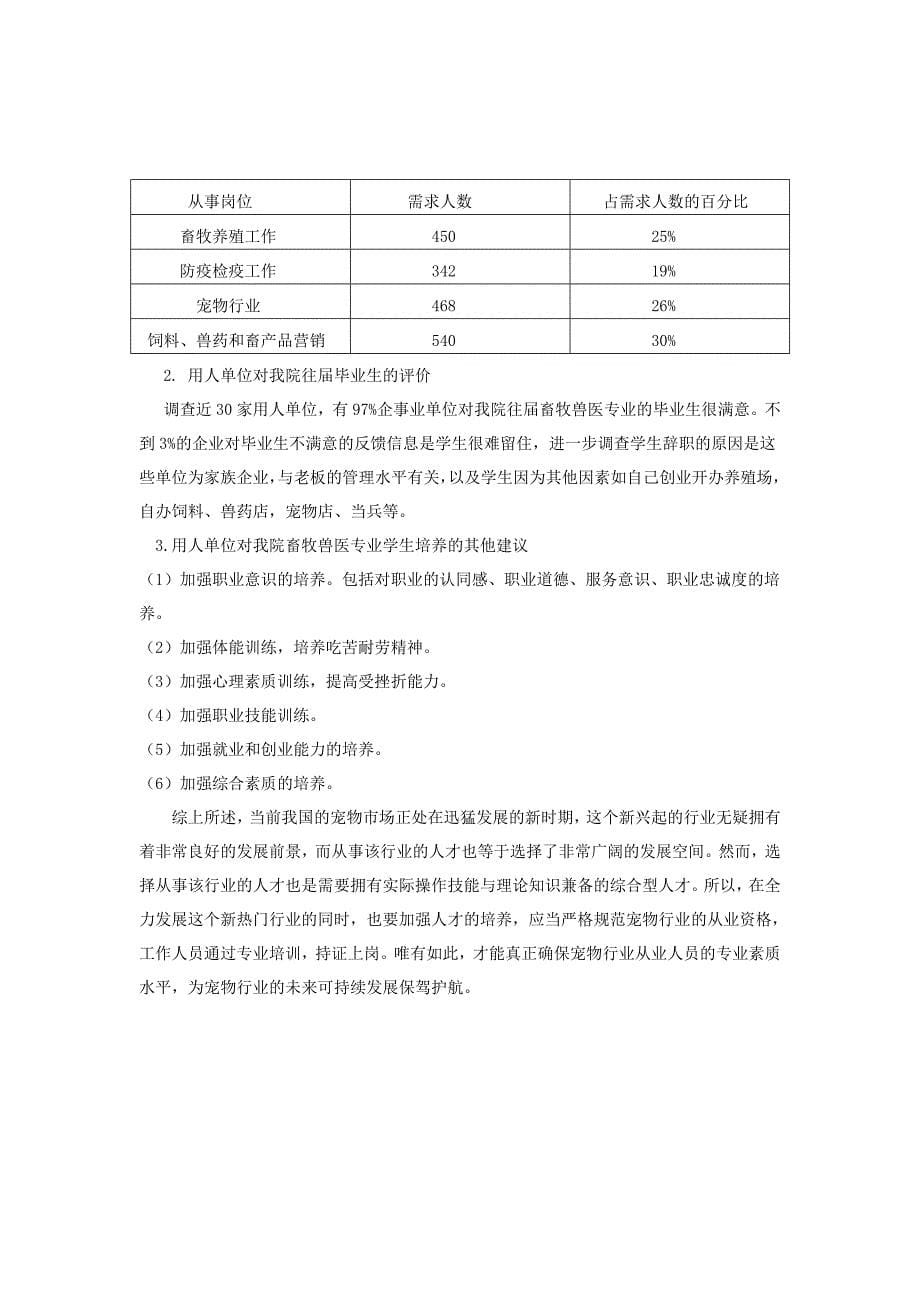 宠物养护与驯导专业2016年人才需求调研报告_第5页