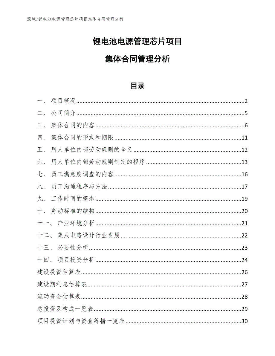 锂电池电源管理芯片项目集体合同管理分析_第1页