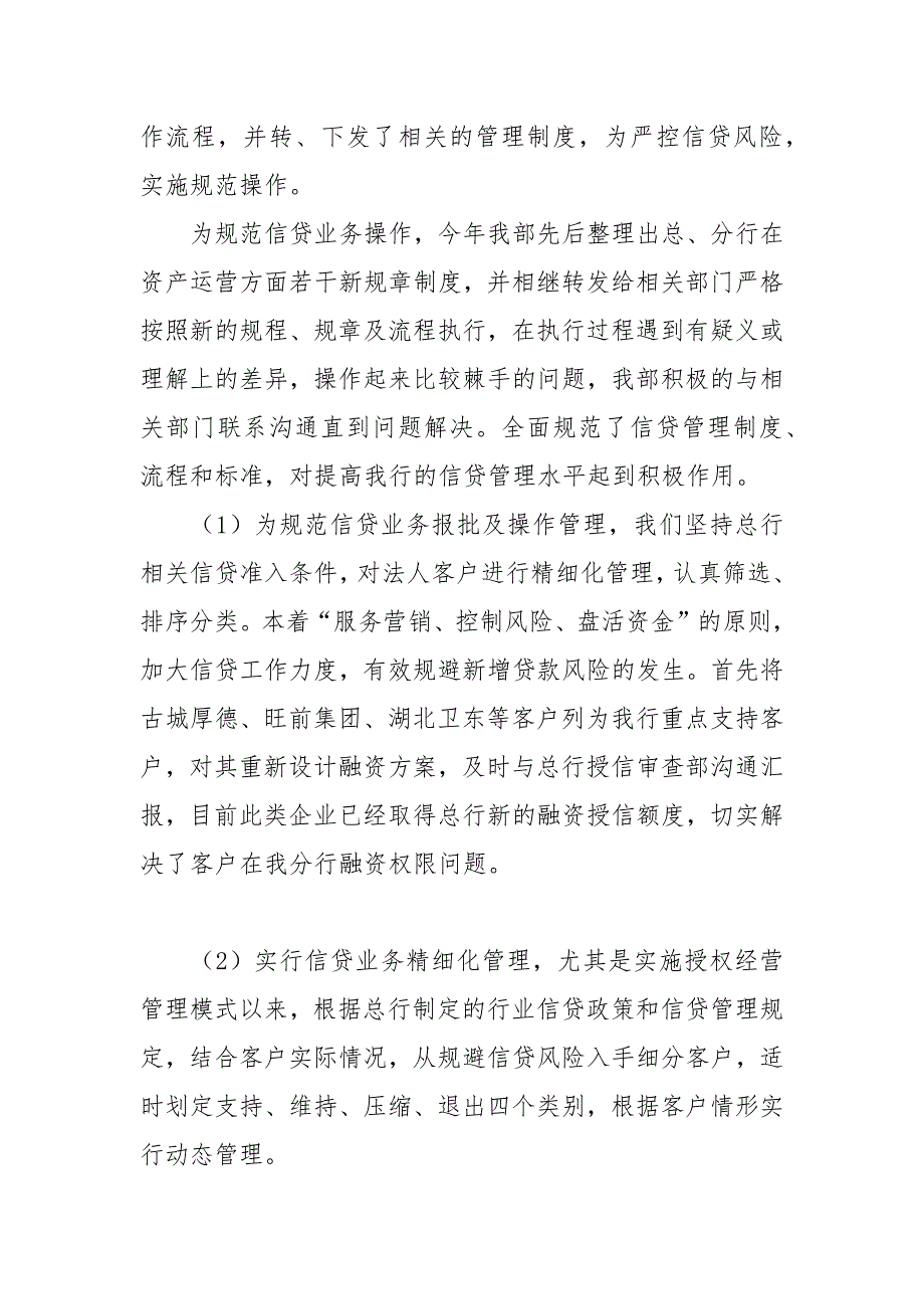 2021年商业银行信贷管理部工作总结及2021年工作计划_第3页