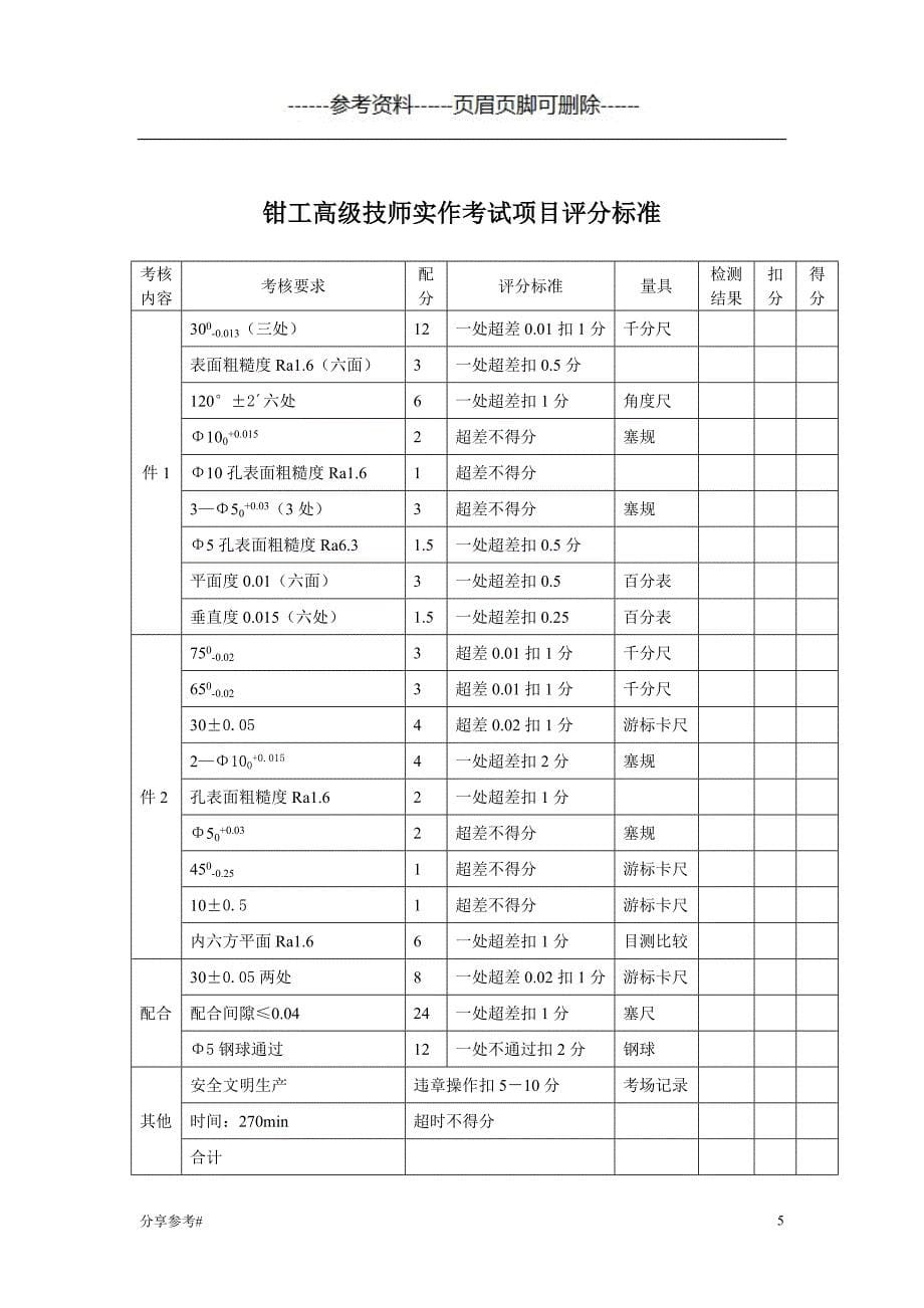 高级技师钳工技能考试试题[学习类别]_第5页