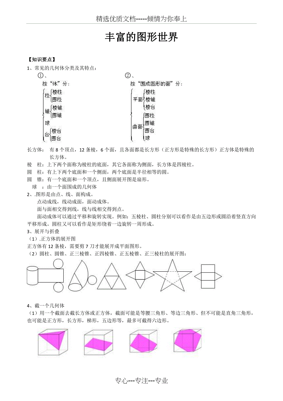 丰富的图形世界知识点及练习(共6页)_第1页