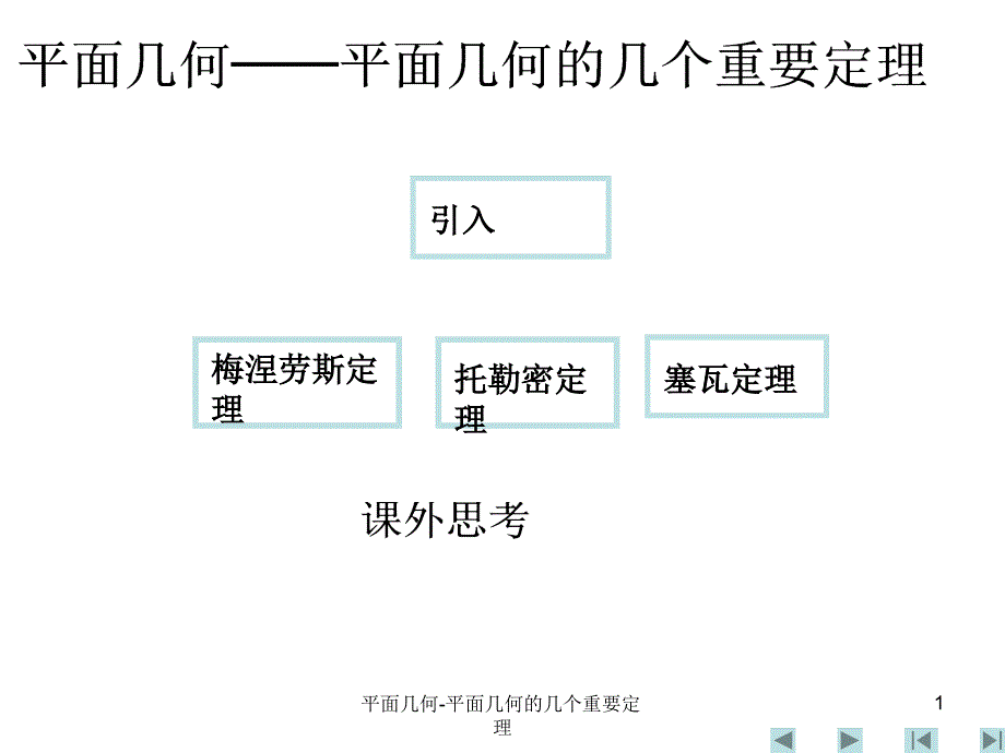 平面几何平面几何的几个重要定理_第1页