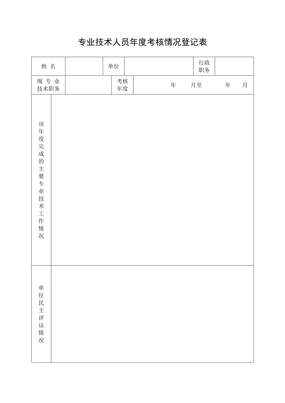 专业技术人员年度考核情况登记表_第1页