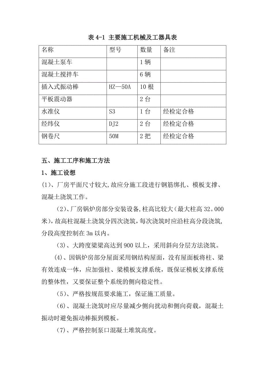 锅炉房高柱大梁混凝土施工方案完整_第5页