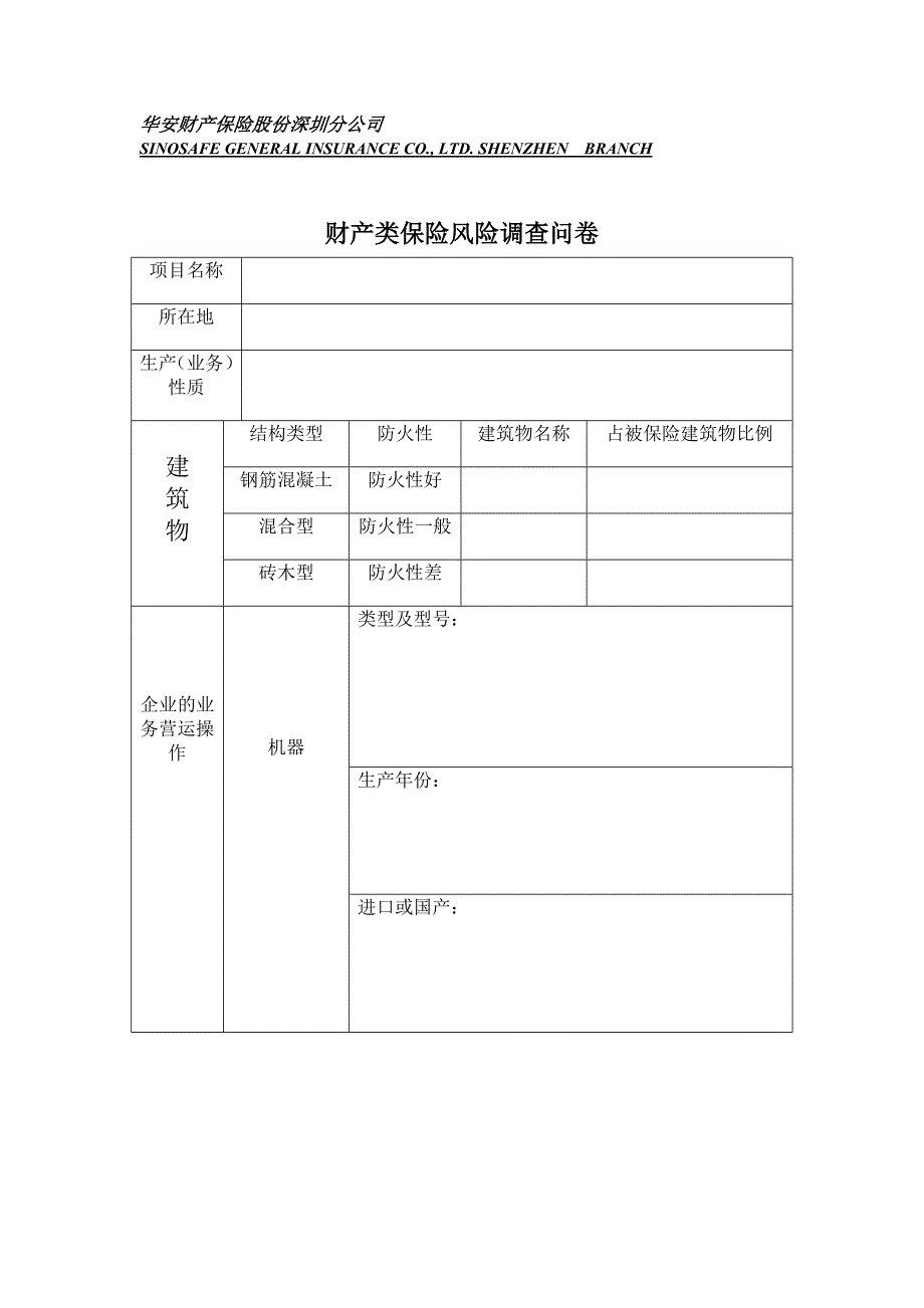 财产险基本风险评估表优质资料_第2页