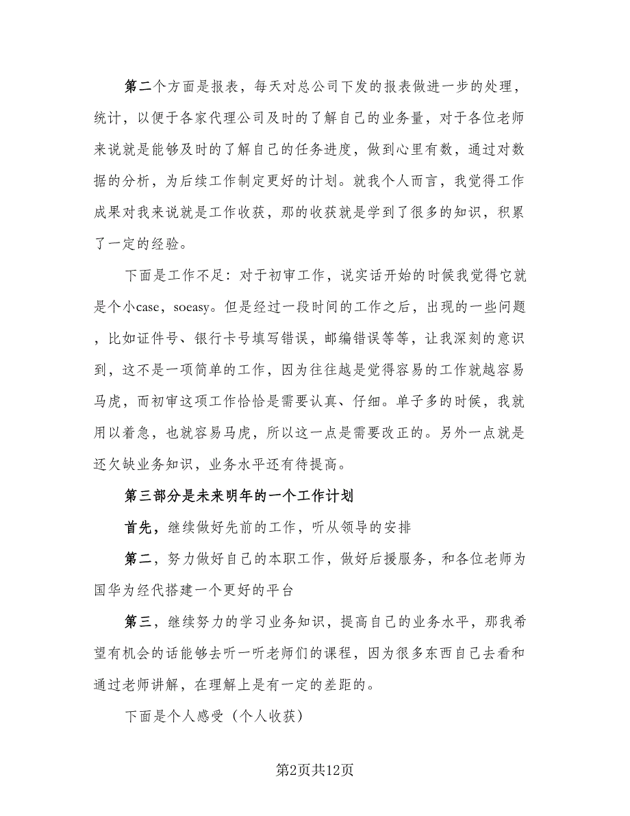 2023保险业务员个人年终总结模板（3篇）.doc_第2页