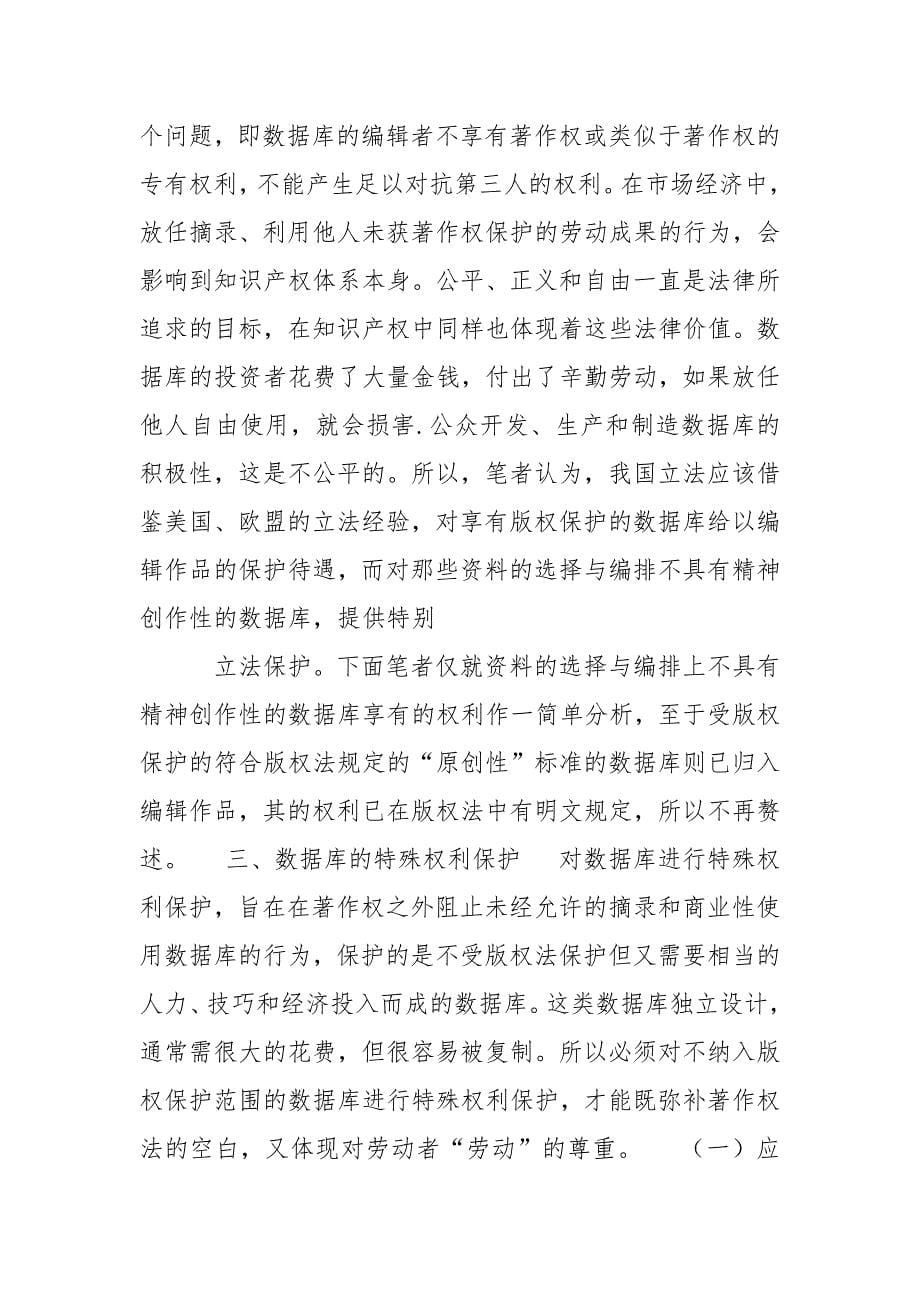 浅析电子数据库的法律保护问题.docx_第5页