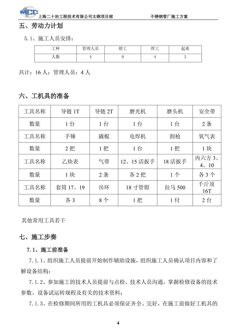 钢管厂退火炉检修施工方案_第5页