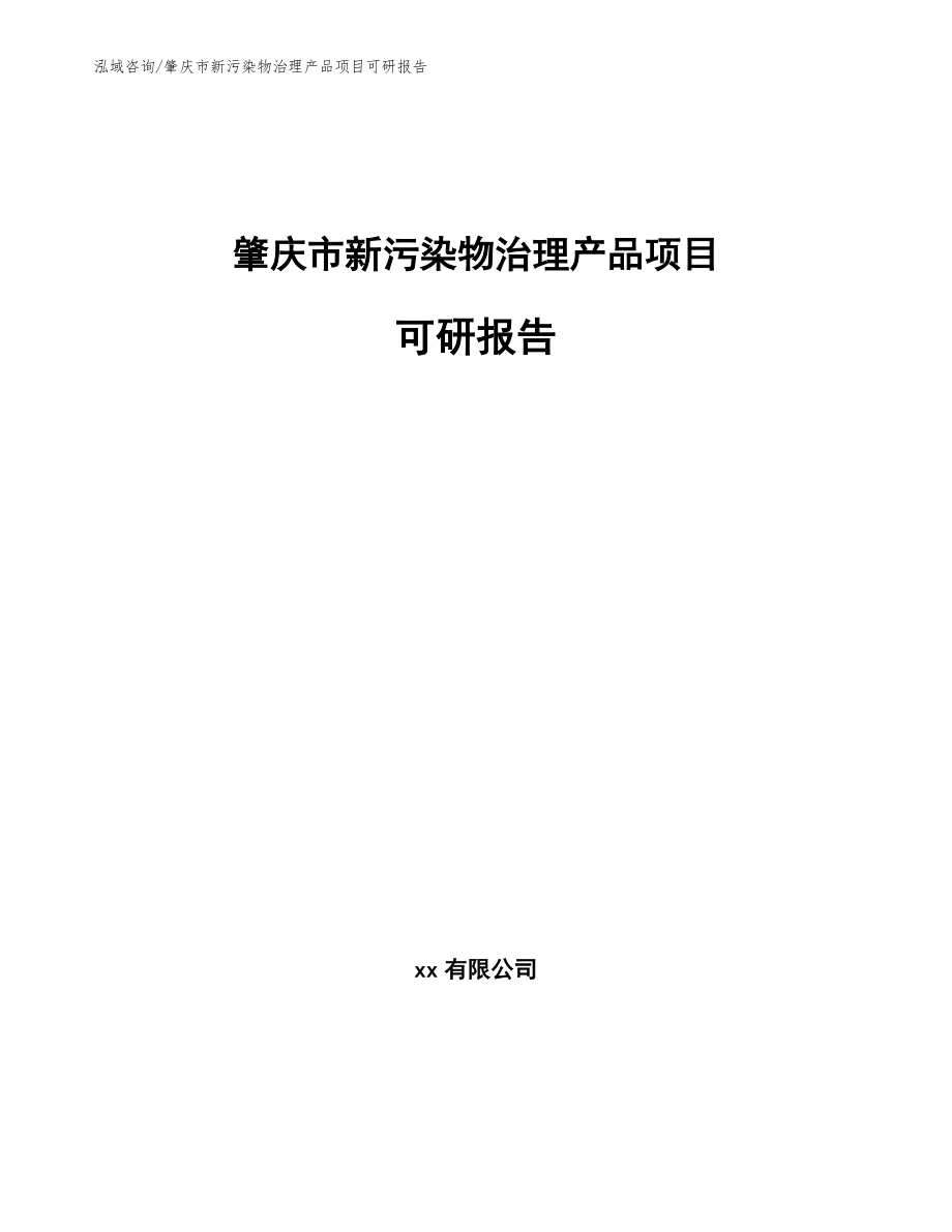 肇庆市新污染物治理产品项目可研报告（模板范文）