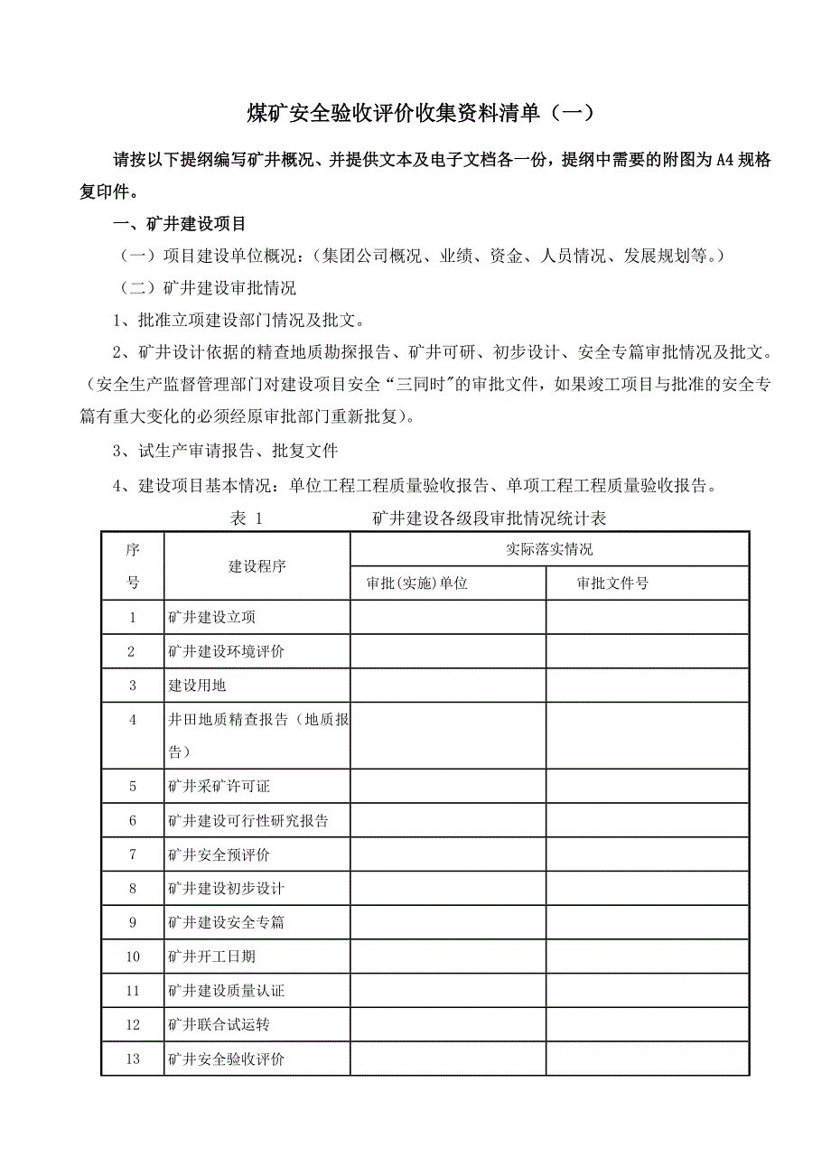 煤矿安全验收评价收集资料清单_第1页