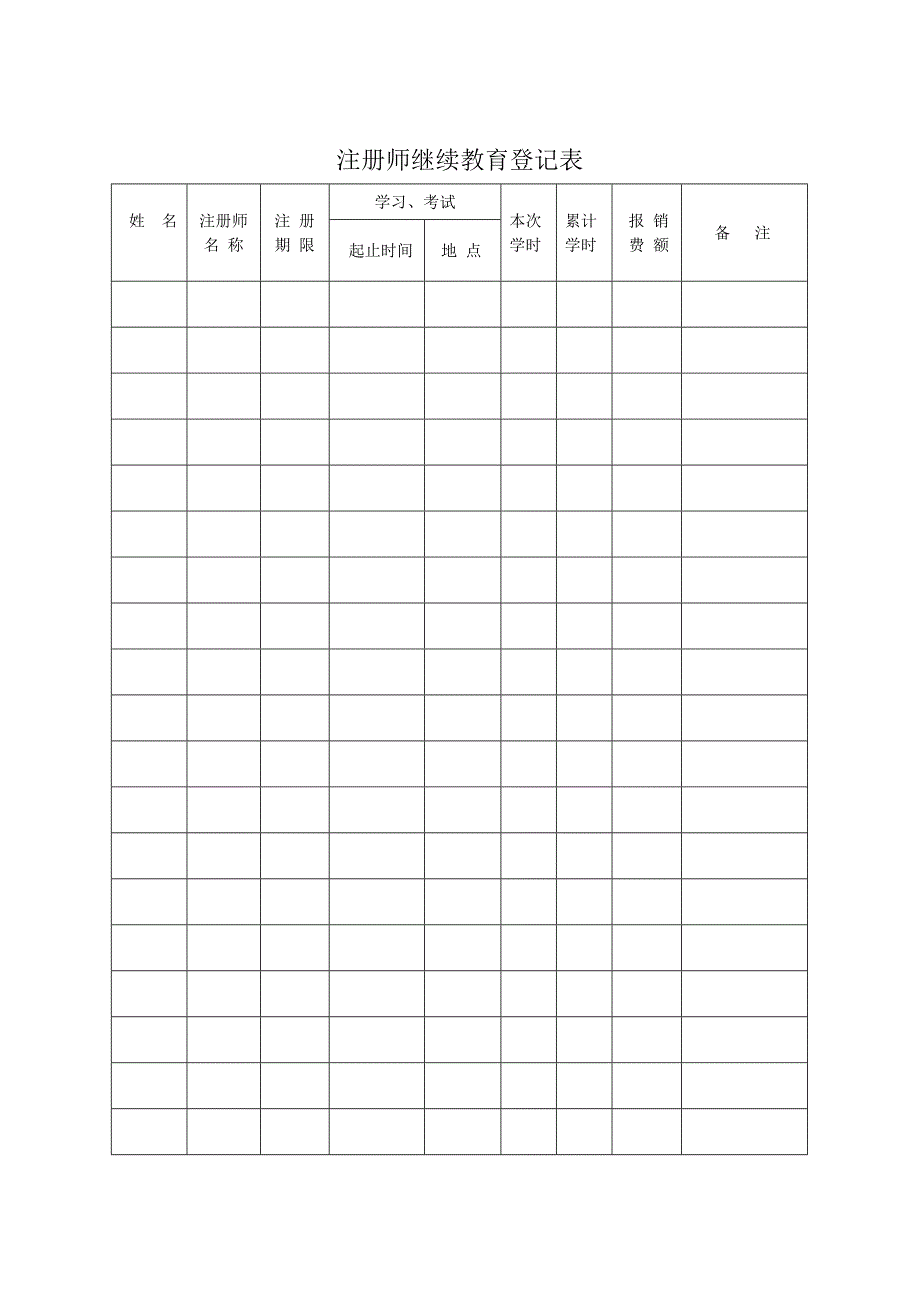 注册师考试及考前培训登记表_第2页