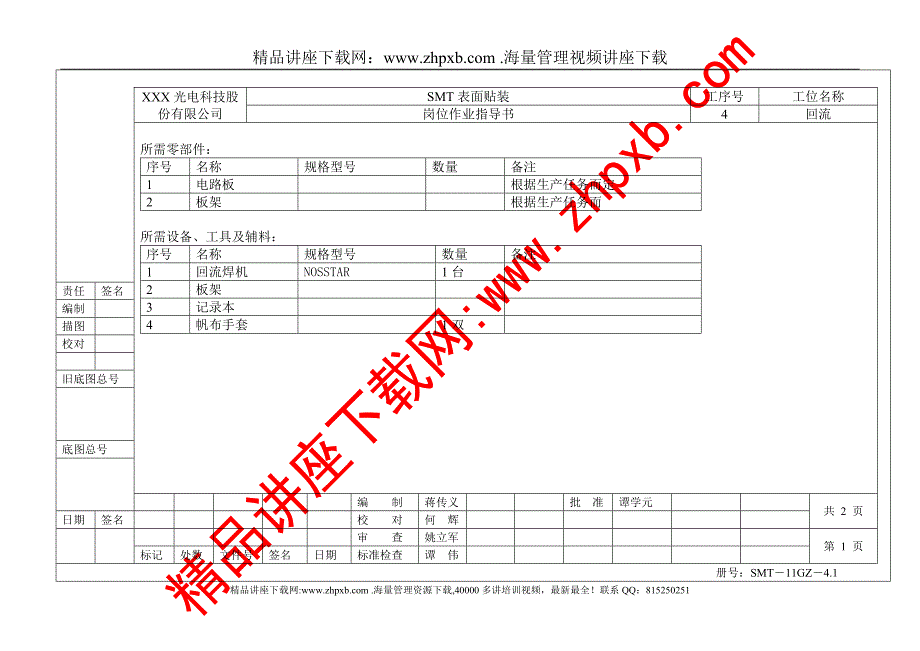 204-SMT岗位作业指导书（4.回流）.doc_第1页