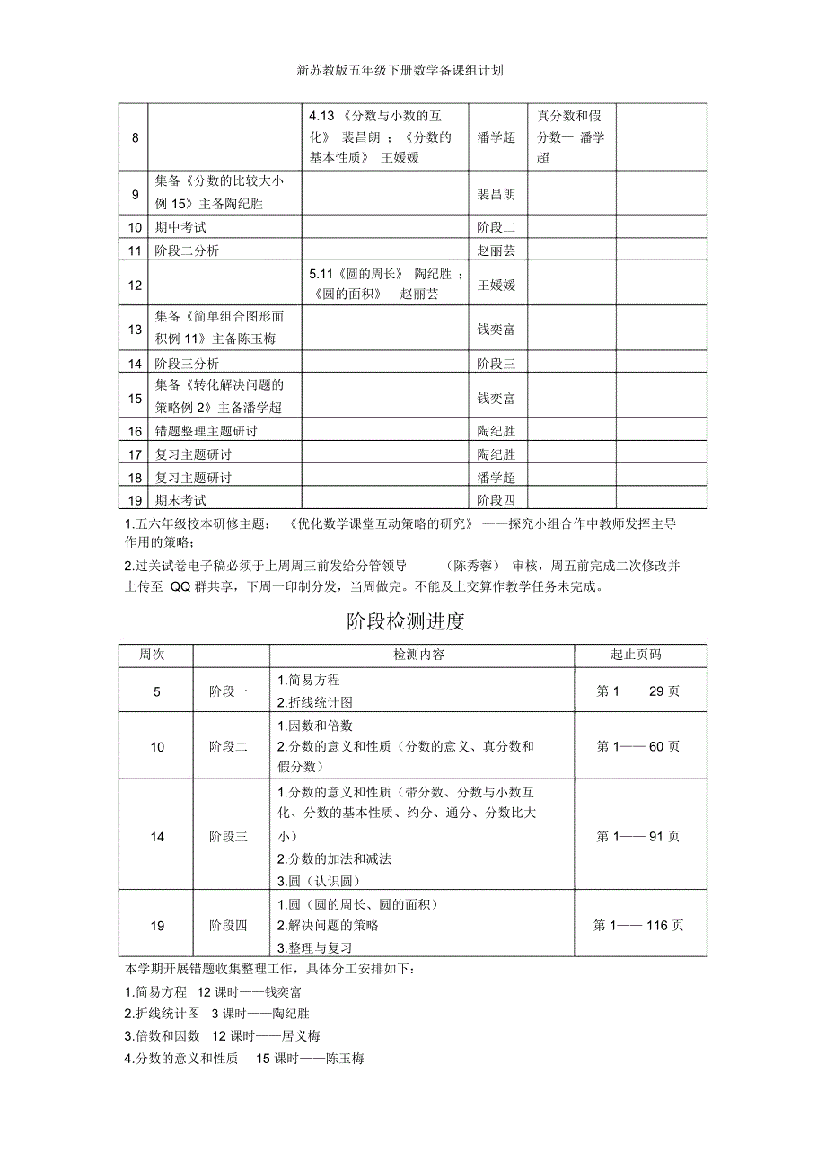 新苏教版五年级下册数学备课组计划_第3页