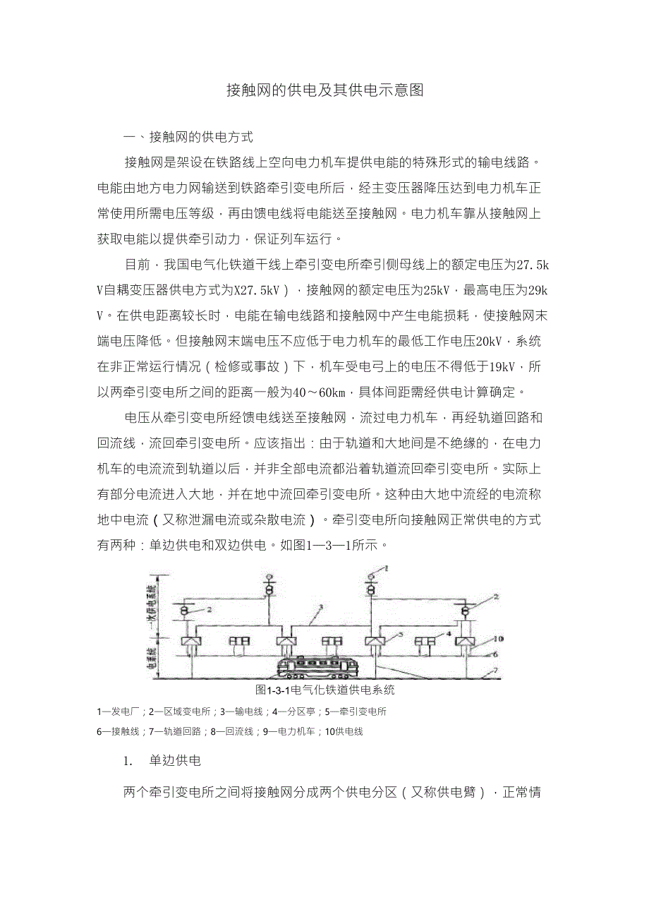 接触网的供电方式及其供电示意图_第1页