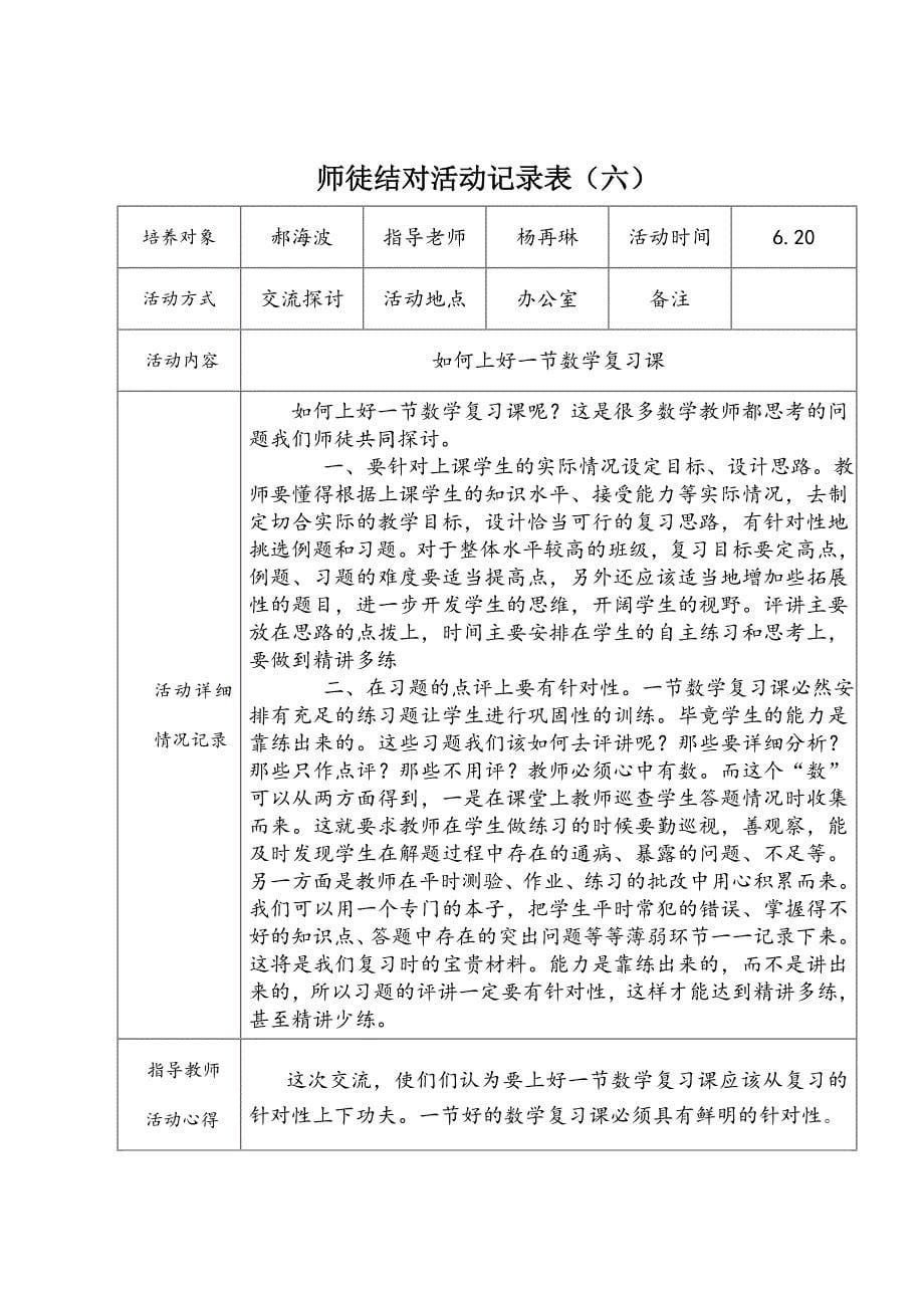 指导教师填师徒结对活动记录表_第5页