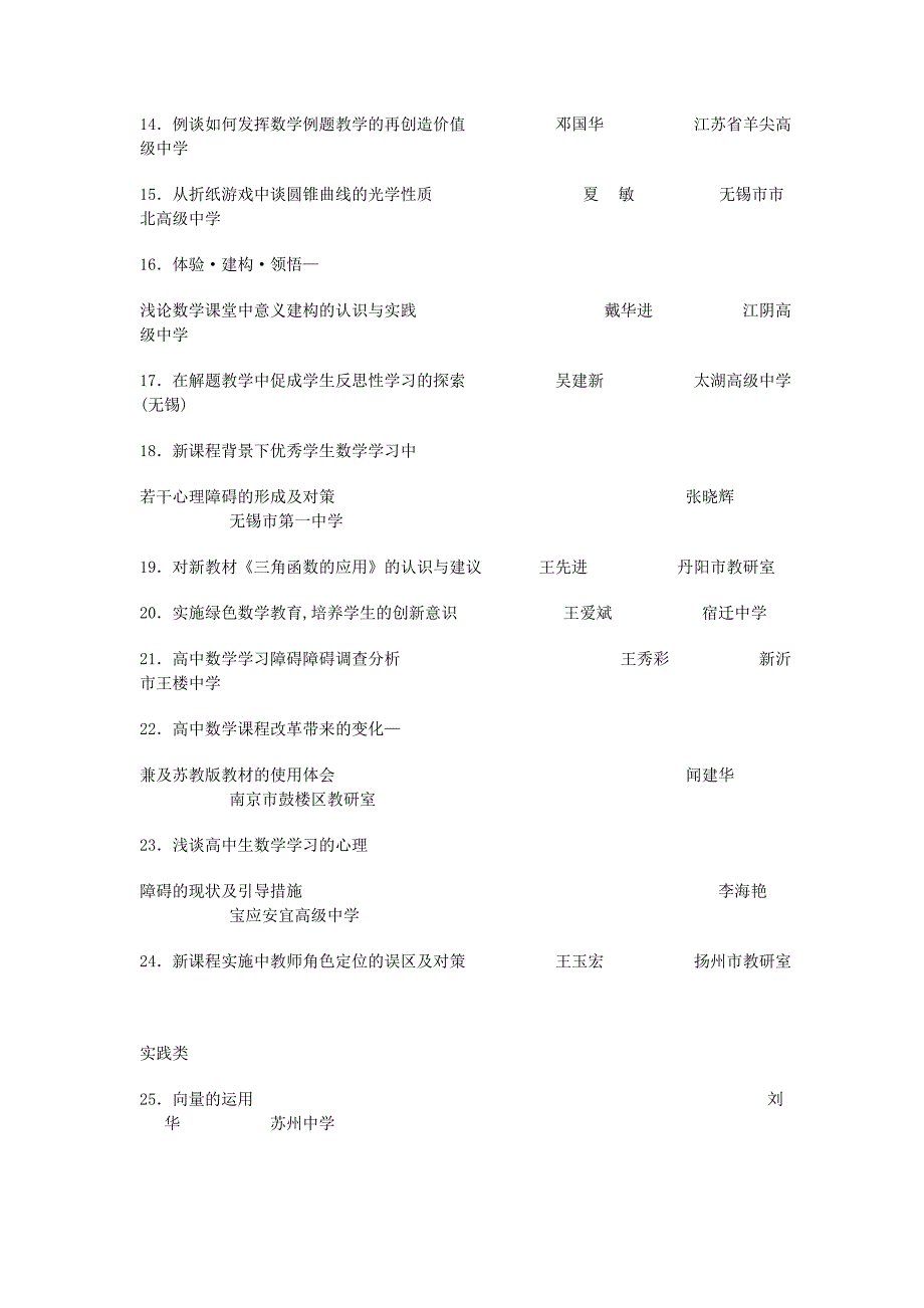 江苏省2006年高中数学优秀教研成果评比结果_第2页