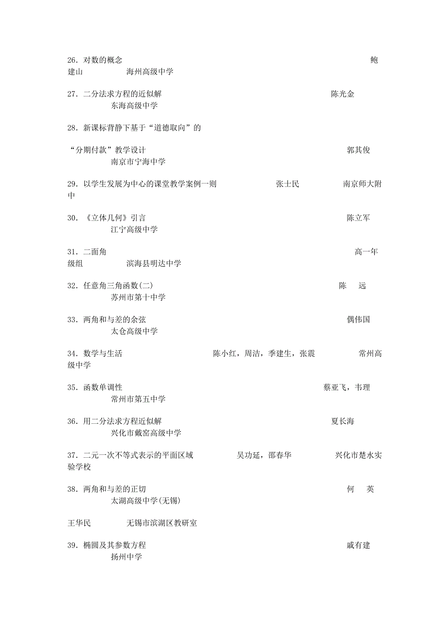 江苏省2006年高中数学优秀教研成果评比结果_第3页