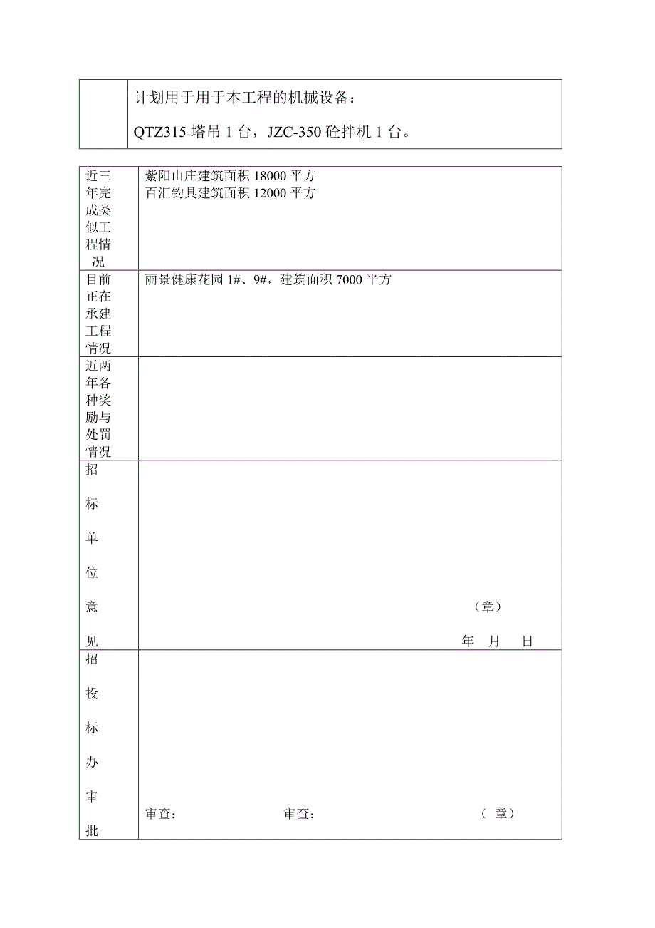 威海市建设工程施工投标申请表.doc_第2页